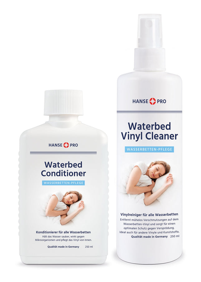 HANSE PRO ūdensgultas kopšanas komplekts: 1 x 250 ml ūdensgultas kondicionieris + 1 x 250 ml ūdensgultas vinila tīrīšanas līdzeklis | Ūdensgultas kopšana ar kondicionieri un vinila tīrīšanas līdzekli