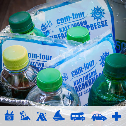 com-four® 3X kompreses 3 dažādos izmēros ar flīsa pārvalku, siltas un aukstas kompreses - izdevīgs dzesēšanas spilventiņu komplekts, dzesēšanas paketes - piemērotas mikroviļņu krāsnij - ražotas Vācijā (3 gab.)
