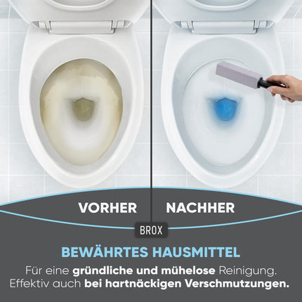 BROX® pumeka akmens tualetes 3 gabali – tualetes tīrīšanas līdzeklis grūti tīrāmiem urīna nosēdumiem un kaļķakmens nosēdumiem – pumeka akmens tualetes pods – tualetes akmens efektīvai tīrīšanai – tīrīšanas akmens – urīna akmeņu noņēmējs ar melnu rokturi