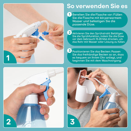 Vidējas klases ausu tīrīšanas līdzeklis - ausu sēra noņēmējs - drošs sūknis ausu sēra noņemšanai 300 ml - videi draudzīgs ausu tīrīšanas komplekts - uzlabo dzirdi