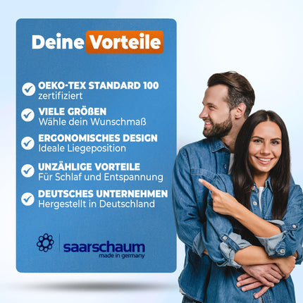 saarschaum • Ķīļveida spilvena matrača ķīlis • Ortopēdisks ķīļveida matracis gultas slīpumam • Paaugstināts ķīlis veselīgākai gulēšanas pozai • Gulēt leņķī • 80x200cm FSA 2750