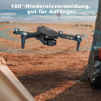 TT19 mini drons ar kameru 180° šķēršļu novēršana 40KM/H maksimālais ātrums RC FPV droni iesācējiem pieaugušajiem bezkontaktu motora drons 5G Wifi regulējama kamera 1080p salokāms kvadrokopters