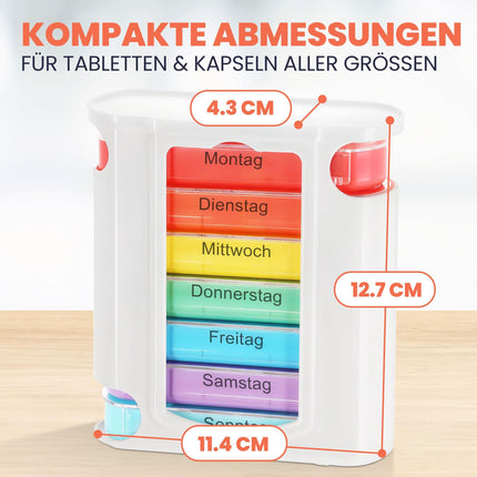 MC-Trend 7 dienu tablešu kastīte ar 4 nodalījumiem dienai – liela tablešu kastīte un nedēļas dozators – medikamentu kastīte ar izvēlētu daudzumu: 1, 2, 6, 12, 24 vai 48 gab.