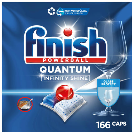 Finish Quantum Infinity Shine trauku mazgājamās mašīnas tabletes – trauku mazgājamās mašīnas tabletes dziļai tīrīšanai, tauku šķelšanai un spīdumam – Gigapack ar 2 x 83 tabletēm