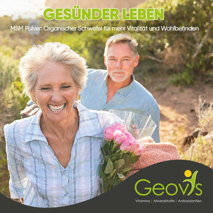 Geovis MSM pulveris 500g - organiskais sērs - augsta deva 99,9% tīrs metilsulfonilmetāns - VEGĀNS - uztura bagātinātājs