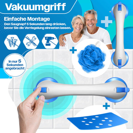 KESSER® dušas krēsls ar regulējamu augstumu | Viegls vannas istabas krēsls ar neslīdošām gumijas kājiņām, dušas krēsls ar celtspēju 136 kg | Dušas palīglīdzeklis senioriem | Vannas rokturis ar piesūcekņa rokturi | Dušas sēdeklis ar dušas turētāju