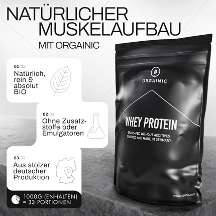 ORGANISKS Organiskais vaniļas sūkalu proteīns - sertificēts bioloģisks produkts bez piedevām - proteīna pulveris no Vācijas - ar zāli barotām govīm - 1000 g