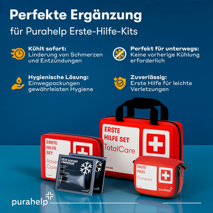 Kühlpads zum Knicken (10 Stück) - 12 x 15 cm - Sofort Kältekompresse für Erste Hilfe - Einweg Kühlpack für Verletzungen und Schwellungen - Praktische Einmal Kühlpacks für Sport, Outdoor und Notfälle