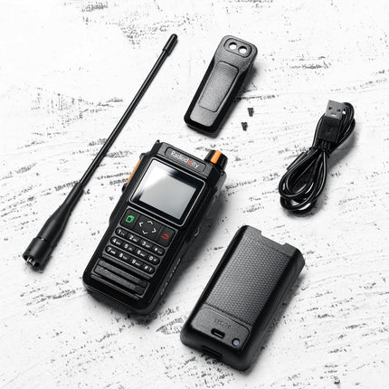 Radioddity GA-5WB IP67 rokas divvirzienu rācija, divu joslu amatieru rācija ar tāldarbības rādiusa programmēšanu, gaisa joslas diapazons, krāsu ekrāns, GPS un APRS, USB uzlādējama ar 2600mAh akumulatoru