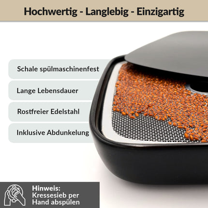 Otaro kressalātu audzēšanas paplātes, ieskaitot kressalātu sēklas (melnas) | Sāciet tūlīt | Elegants kressalātu siets, dīgšanas paplātes asniem, dīgšanas paplāte | Lieliski piemērots kā pateicības dāvanas (augstākās kvalitātes keramikas komplekts)
