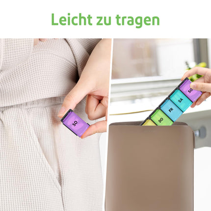 Opret tablešu kastīte 7 dienu vācu valodā - tablešu kastīte varavīksnes tablešu kastīte, tablešu kastīte, tablešu organizators nedēļas kastīte zāļu kastīte