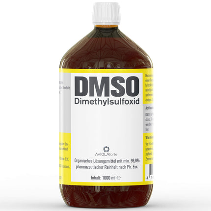 DMSO no AVIOLAforte | Dimetilsulfoksīds ar 99,9% farmaceitisku tīrību no Vācijas | Brūna stikla aptiekas pudele | 100 ml, 250 ml, 500 ml vai 1000 ml