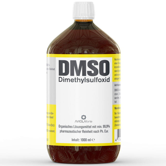 DMSO no AVIOLAforte | Dimetilsulfoksīds ar 99,9% farmaceitisku tīrību no Vācijas | Brūna stikla aptiekas pudele | 100 ml, 250 ml, 500 ml vai 1000 ml