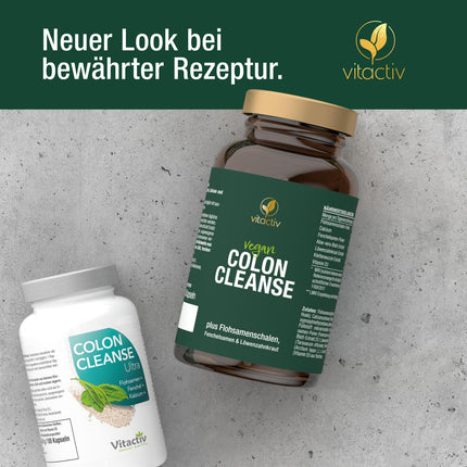 VITACTIV Colon Cleanse Ultra - 100 kapsulas, vegānas - normālai gremošana - dabīgas šķiedrvielas - psyllium Husk kapsulas ar alveju, fenheļa sēklām, pienenes lakstu, diždadža sakni, kalciju un D3 vitamīnu