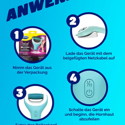 Scholl Velvet Smooth elektriskais tulznu noņemšanas rīks Pro – tulznu noņemšanai gan uz mitrām, gan sausām pēdām – uzlādējams – 1 ierīce + uzlādes stacija (1 iepakojums)