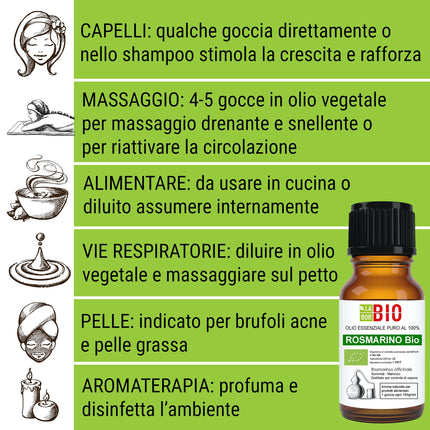 Rozmarīna eļļas organiskā ēteriskā eļļa 100% tīra 30 ml - Aromterapijas kosmētiskā terapeitiskā iedarbība - Laborbio