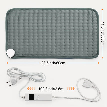 Sildīšanas paliktnis ar automātisku izslēgšanos, 30x60 cm elektriskais sildīšanas paliktnis ar 4 stundu taimeri un 6 siltuma iestatījumiem, sildīšanas paliktnis ar digitālu tālvadības pulti, mašīnā mazgājams sildīšanas paliktnis mugurai, pelēks