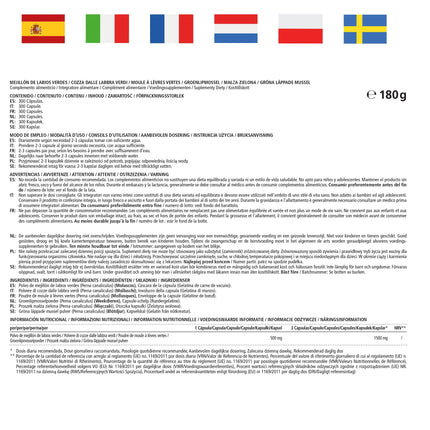 Zaļlūpu mīdiju kapsulas ar augstu devu: 1500 mg zaļlūpu mīdiju pulvera no Jaunzēlandes vienā dienas devā, 300 kapsulas nepārtrauktai lietošanai, dabīgs uztura bagātinātājs bez piedevām, ražots Vācijā