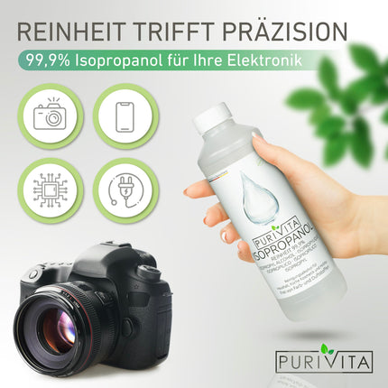 PURIVITA® izopropanols 99,9% [500 ml] - tīrīšanas spirts Izopropanols - tīrs spirts mājsaimniecības un rūpnieciskai tīrīšanai - izopropilspirts - dezinfekcijas līdzeklis Tīrs spirts - etilspirts