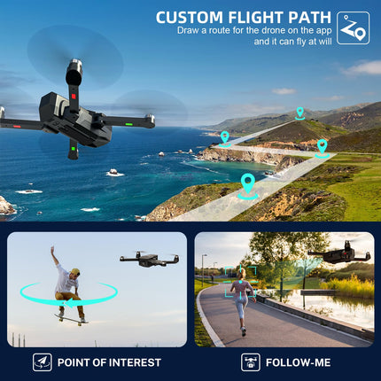 T18S GPS drons ar 4K kameru pieaugušajiem, TEEROK 5G pārraides FPV drons 500m RC kvadrokopters ar automātisku atgriešanos, sekojiet man, bezsuku motors, žestu vadība, 2 baterijas