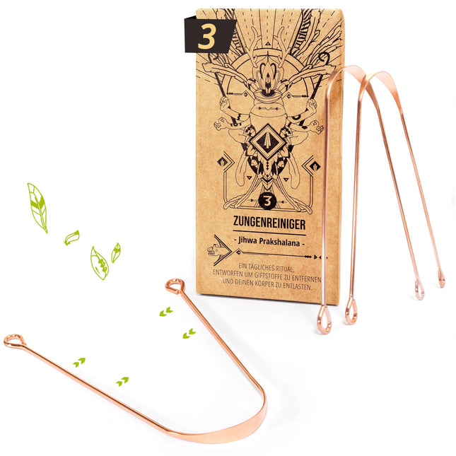 Nature Nerds - Vara mēles tīrītājs (3 gab.) - Jihwa Prakshalana - Ajūrvēdas detoksikācijas rituāls ar mēles skrāpi - mutes dobuma higiēna bez plastmasas