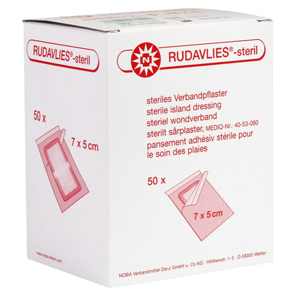 NOBAMED Paul Danz AG 50 gabali sterili brūču plāksteri Rudavlies sterils plāksteris 7 cm x 5 cm