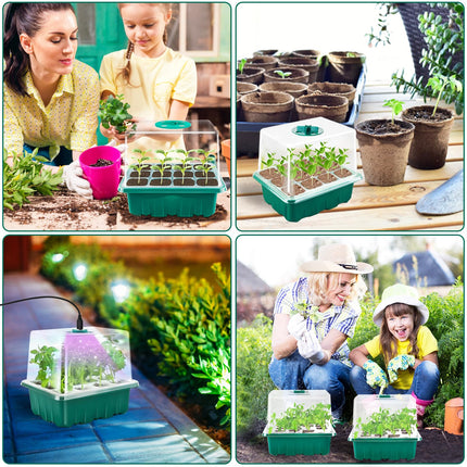 FORMIZON siltumnīcas pavairošanas paplāte, 5 iepakojumu mini siltumnīcas pavairošana ar augstākiem vākiem, 2 instrumenti, 10 etiķetes, iekštelpu siltumnīcas pavairošanas kaste ar laika regulatoru, regulējamu spilgtumu