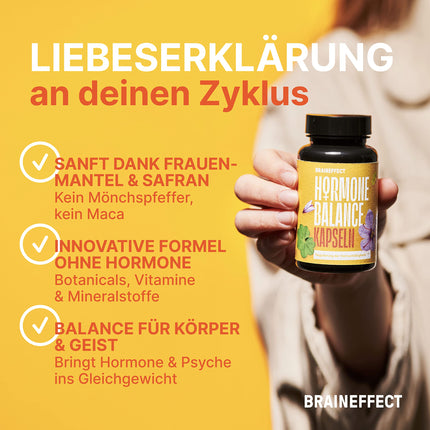 BRAINEFFECT hormonu līdzsvars | Augstākās kvalitātes dabiskā cikla regulēšanas kapsulas PMS un menopauzes ārstēšanai | Bez časteberijas nelabvēlīgās ietekmes | Augu ekstrakti, B6 vitamīns un magnijs | 60 kapsulas