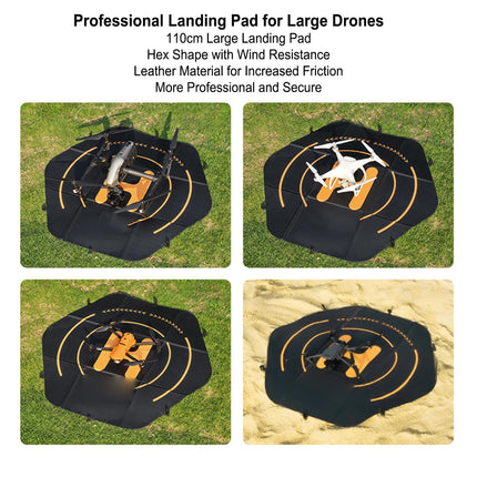 Alomejor 110 cm dronu nosēšanās paliktņi, divpusēji, salokāmi, sešstūra paklājiņš, ūdensizturīgi, ātri salokāmi, helikopteru nosēšanās laukums RC droniem, helikopteriem