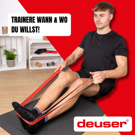 Deuserband Oriģinālā pretestības lente vingrošanai no dabīgā kaučuka, vegāna, neslīdoša, ražota Vācijā, fitnesa lentes spēka treniņiem, fitnesam, jogai