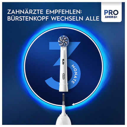 Oral-B Pro Junior elektriskā zobu birste bērniem no 6 gadu vecuma, spiediena sensors, 3 tīrīšanas režīmi, tostarp jutīgais zobu kopšanas režīms, mīksti sariņi un taimeris, Braun dizains, zaļa