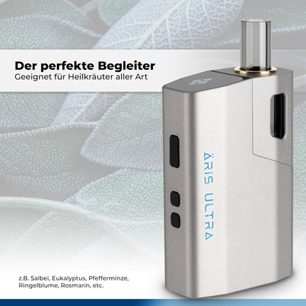 WOLKENKRAFT ÄRiS ULTRA Premium iztvaicētājs - USB-C | Titāna kamera | Temperatūra 100–220 °C | Darbības taimeris 3–7 min. | ECA konvekcijas tehnoloģija *Ieroču metāls*