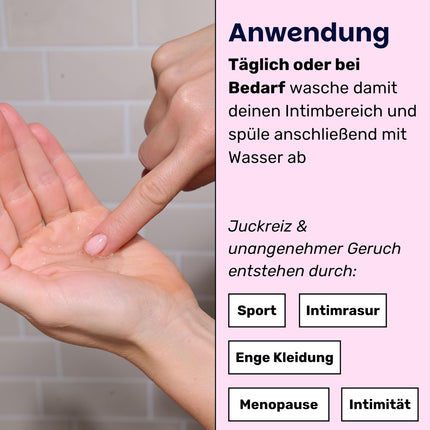 Intīmās zonas mazgāšanas losjons sievietēm - antibakteriāls un bez ziepēm dušas želeja intīmajai zonai, intīmās zonas mazgāšanas losjons sievietēm ar pienskābes baktērijām pret niezi, maksts rauga infekcijām un nepatīkamu aromātu - ohtastic - (50ml)