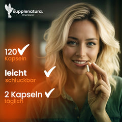 PEA kapsulas | MIKRONIZĒTS: 600 mg palmitoiletiololamīda vienā kapsulā | 120 kapsulas | 100% tīri zirņi, laboratoriski pārbaudīti | Ražots Vācijā — SUPPLENATURA®