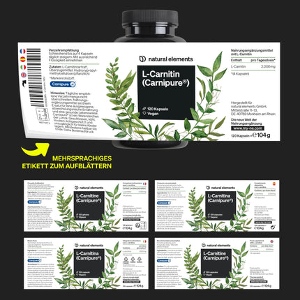 L-karnitīns 2000 - Premium: Carnipure® no Lonza - 120 kapsulas - Laboratorijā pārbaudīts, augstas devas, vegāns