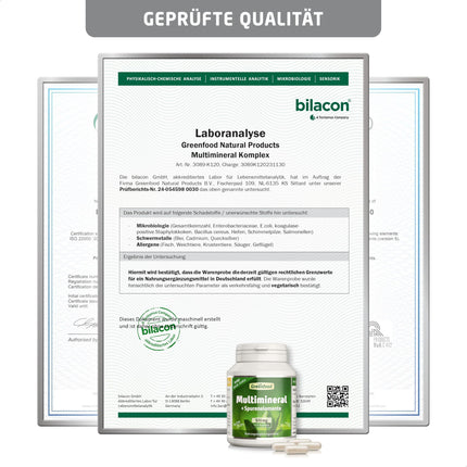 Greenfood multiminerāls, augsta deva, 510 mg - 120 kapsulas, vegāns. Minerālu komplekss un mikroelementi - magnijs, kalcijs, cinks, selēns un jods - kauliem, matiem, nagiem un nerviem. No Greenfood.