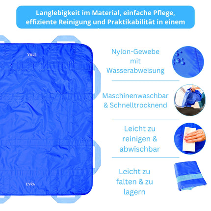 EYRA pārvietošanas dēlis pacientu pacēlājiem — 122x102 cm pacientu pārvietošanas dēlis ar 8 rokturiem gados vecākiem un gulošiem pacientiem — atkārtoti lietojama un mazgājama slīdošā palags un slīdošā palags pārvietošanai gultā
