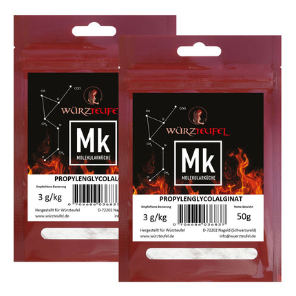 Propilēnglikola algināts, PGA, E 405, algīns, emulgators, biezinātājs liķieriem un krēmiem, molekulārā virtuve. 2 maisiņi pa 50 g katrs. (100 g)