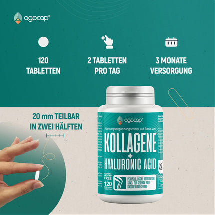 Kolagēna kapsulas - hialuronskābes un kolagēna komplekss, 120 kapsulas. Bagātināts ar koenzīmu Q10 un hialuronskābes kapsulām. Kolagēns locītavām un ādai, kolagēns. Laboratorijā pārbaudīts un reģistrēts Vācijā