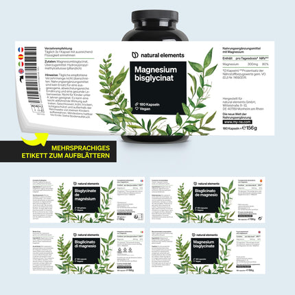 Magnija bisglicināts - Premium: Helatēts magnijs - 180 kapsulas - 300 mg elementārā magnija dienā - Laboratorijā pārbaudīts, vegāns, augsta deva