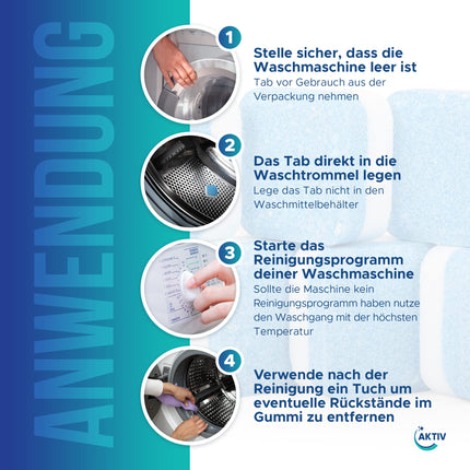 Active 24x veļas mazgājamās mašīnas tīrīšanas tabletes, īpaši spēcīgas pret smakām un kaļķakmeni - Veļas mazgājamās mašīnas tīrīšanas līdzeklis ar dziļās tīrīšanas formulu - Veļas mazgājamās mašīnas higiēniskā tīrīšana 1 gada piegāde