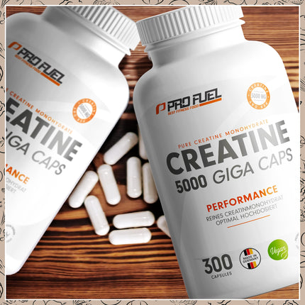 Kreatīna 5000 Giga kapsulas - 5000 mg kreatīna dienā - lielas kreatīna devas kapsulas ar 1137 mg kreatīna monohidrāta vienā kapsulā - kreatīna monohidrāta kapsulas bez piedevām, laboratoriski pārbaudītas un 100% vegānas - 300 kapsulas