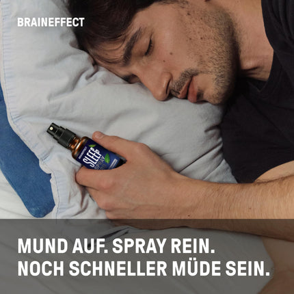 BRAINEFFECT MIEGA SPRAY STRONG The Original® - melatonīna aerosols ar augstu devu - 240 dienu lietošanai - ar piparmētru, citronu, lavandu un ašvagandu, bez cukura