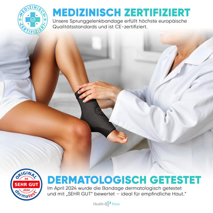 Health Press® potītes ortoze – profesionālas atbalsta zeķes – potītes atvieglošanai un stabilizācijai – 2 pēdas ortozes, M izmērs – medicīniska ierīce – atbalsta potītes saite – kompresijas zeķes