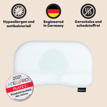 TMX® sprūda spilvens | Ortopēdisks un ergonomisks spilvens | Guļošiem uz muguras/sānu | Dzesēšanas paliktnis | Galvas, kakla un plecu zonas atbalsts un atvieglojums