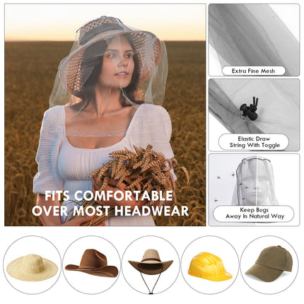 ACWOO 2PC galvas tīkla sejas sieta galvas pārvalks, moskītu galvas tīkla sejas siets, tīkla galvas aizsardzības tīkls, galvas tīkla sejas sieta galvas pārvalks āra aktivitāšu cienītājiem, kāpšanai, makšķerēšanai, biškopībai (pelēks)
