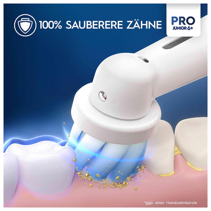 Oral-B Pro Junior elektriskā zobu birste bērniem no 6 gadu vecuma, spiediena sensors, 3 tīrīšanas režīmi, tostarp jutīgais zobu kopšanas režīms, mīksti sariņi un taimeris, Braun dizains, zaļa