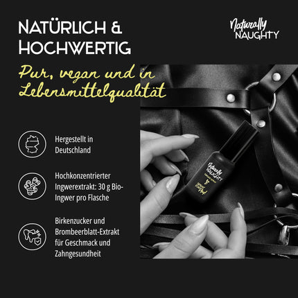 Naturally Naughty ingvera aerosols: sildoša, stimulējoša iedarbība intensīviem orgasmiem, dabīgas sastāvdaļas, ar ingveru un kazeņu ekstraktu, 30 ml
