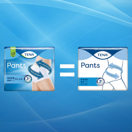 TENA Pants Plus — 56 biksītes mēneša iepakojumā (4 x 14 gabali) — vienreizlietojamās biksītes sievietēm un vīriešiem — elpojošas unisex nesaturēšanas biksītes — urīnpūšļa vājuma un urīna nesaturēšanas gadījumā — baltas, L izmērs