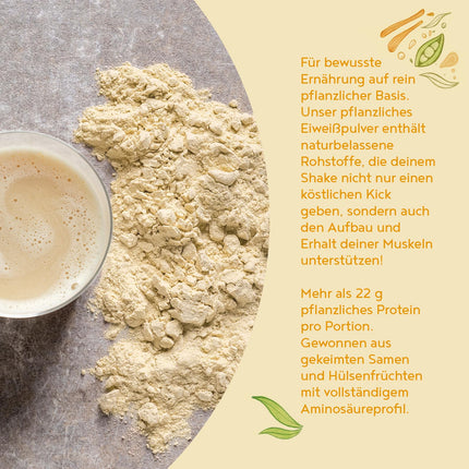 Vegānu proteīna pulveris | Vaniļa | 1,2 kg proteīna pulvera | Augstākās kvalitātes olbaltumvielas | Ražots Vācijā | Alfa pārtikas produkti